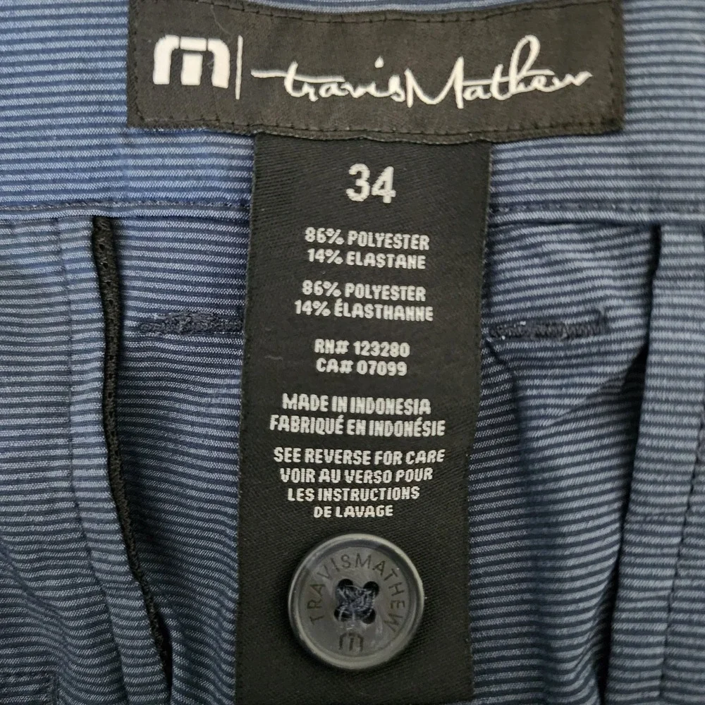 TravisMathew Golf Shorts Mens 34 Blue Excellent Micro Stripe Performance 1MQ077